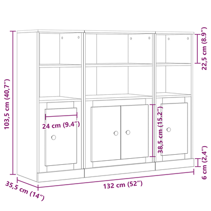 Highboard Sort Eg 132 X 35,5 X 103,5 Cm Konstrueret Træ