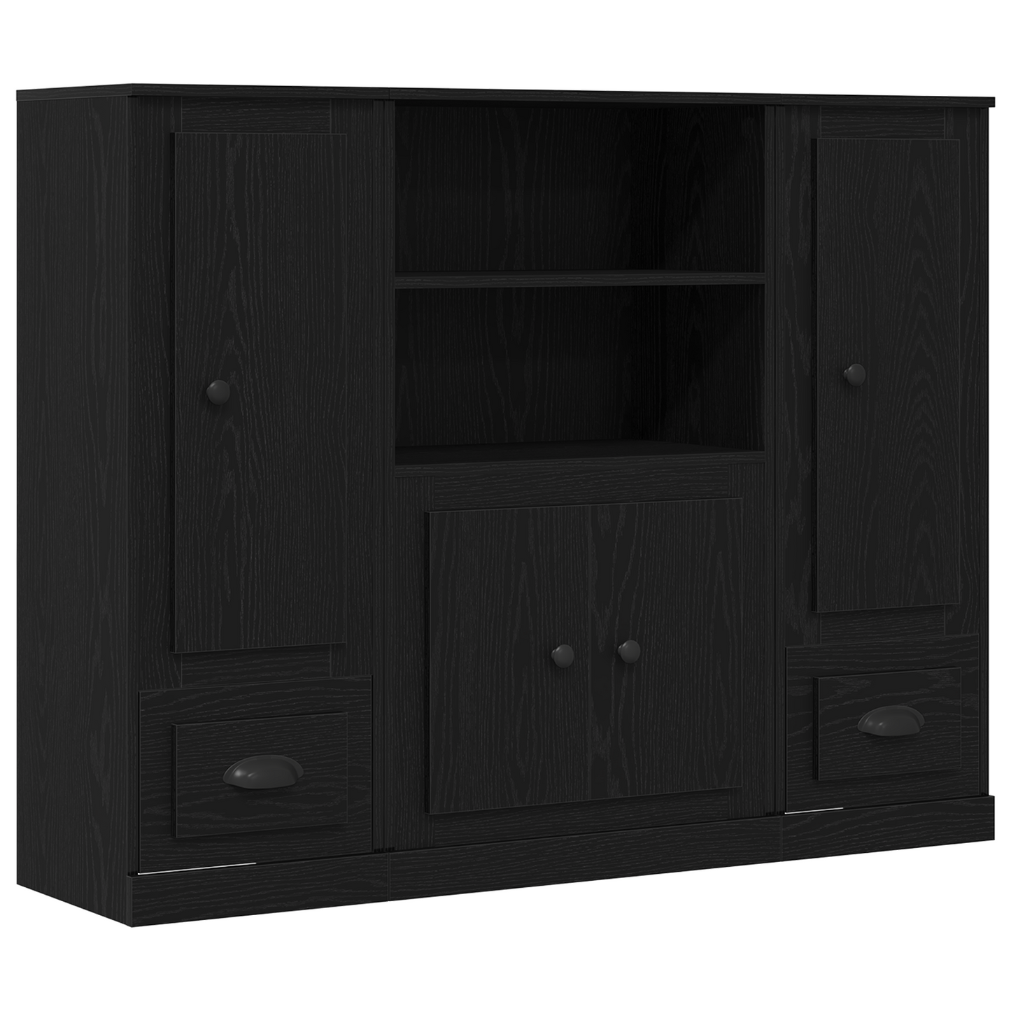 Highboard Sort Eg 132 X 35,5 X 103,5 Cm Konstrueret Træ