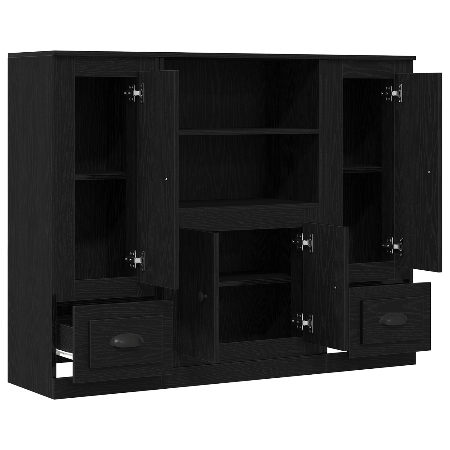 Highboard Sort Eg 132 X 35,5 X 103,5 Cm Konstrueret Træ