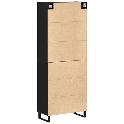 Sideboard 2 Dele Sort Eg 69,5 X 34 X 180 Cm Konstrueret Træ