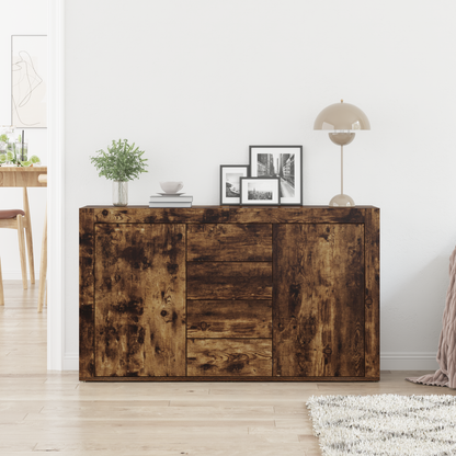 Sideboard Med Skuffe Røget Eg 120 X 36 X 69 Cm Konstrueret Træ