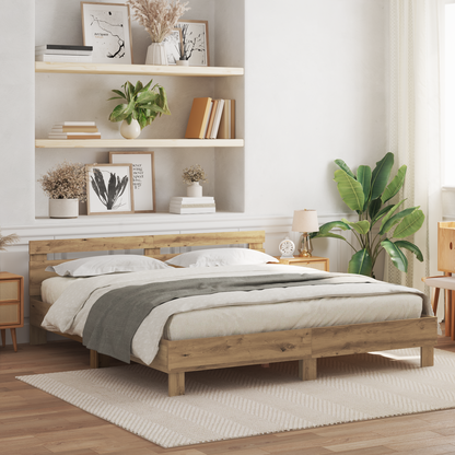 Træ Sengeramme Kunstnerisk Egetræ Massivt Egetræ 200 X 200 Cm - hovedbillede