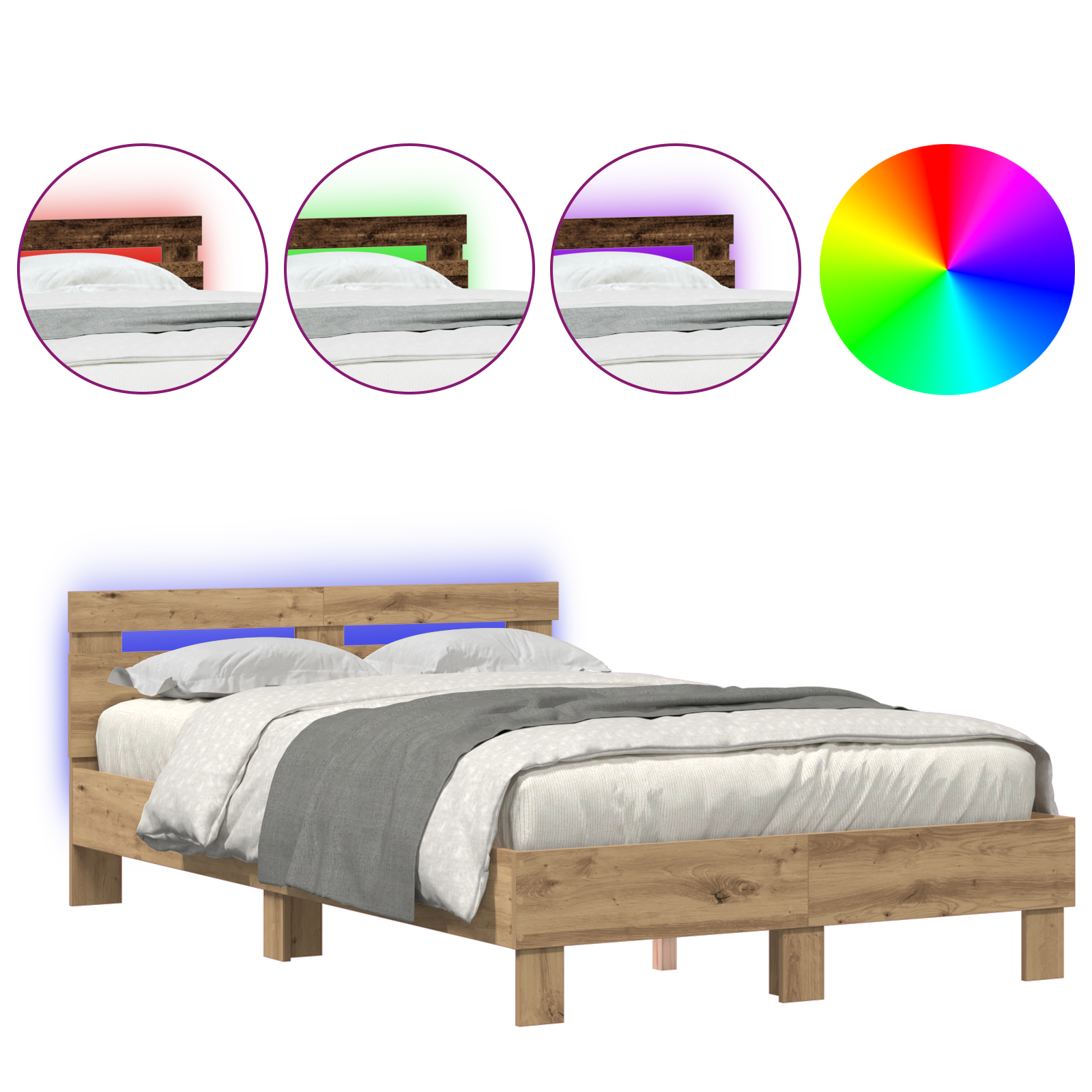 Egetræ Sengestel Kunstnerisk Egetræ Massivt Egetræ 135 X 190 Cm - billede 4