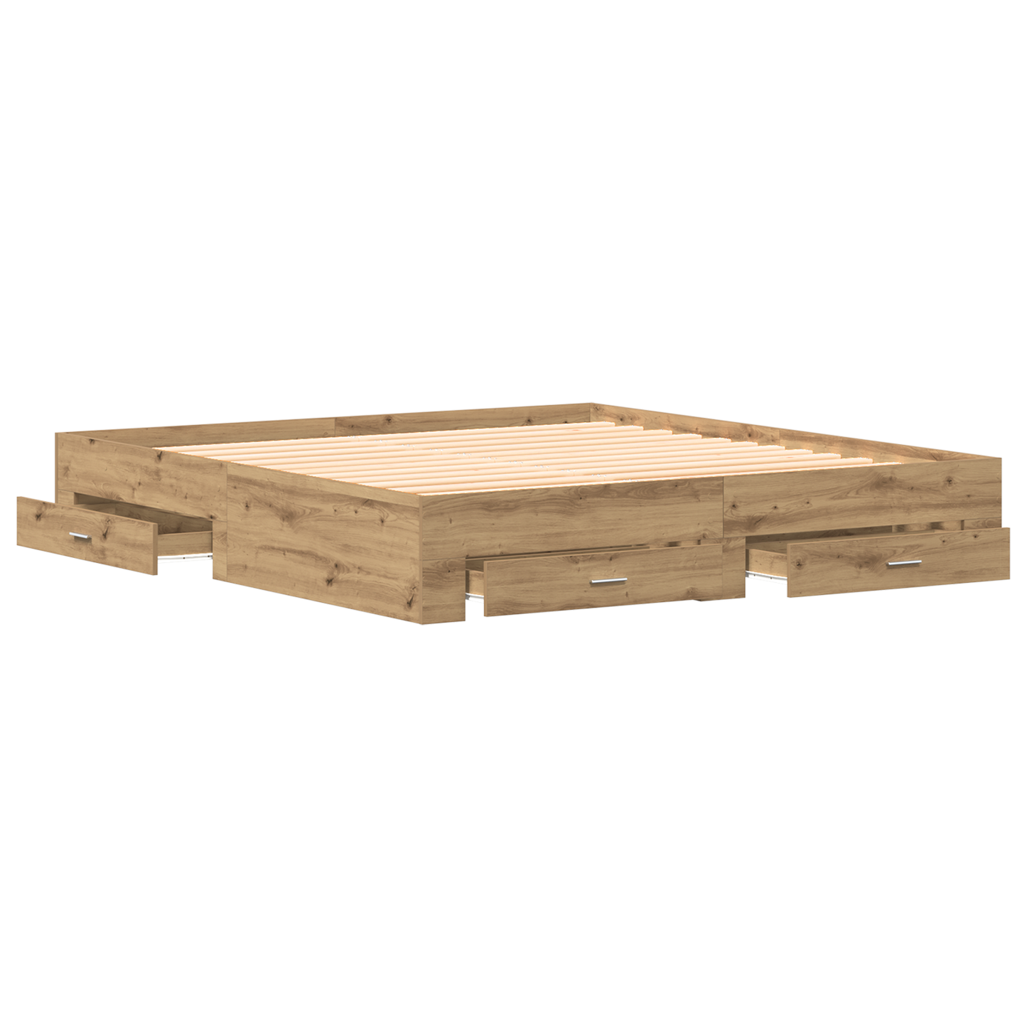 Senge Ramme med Skuffer i Artisan Egetræ 180x200 Cm Konstrueret Træ - billede 5