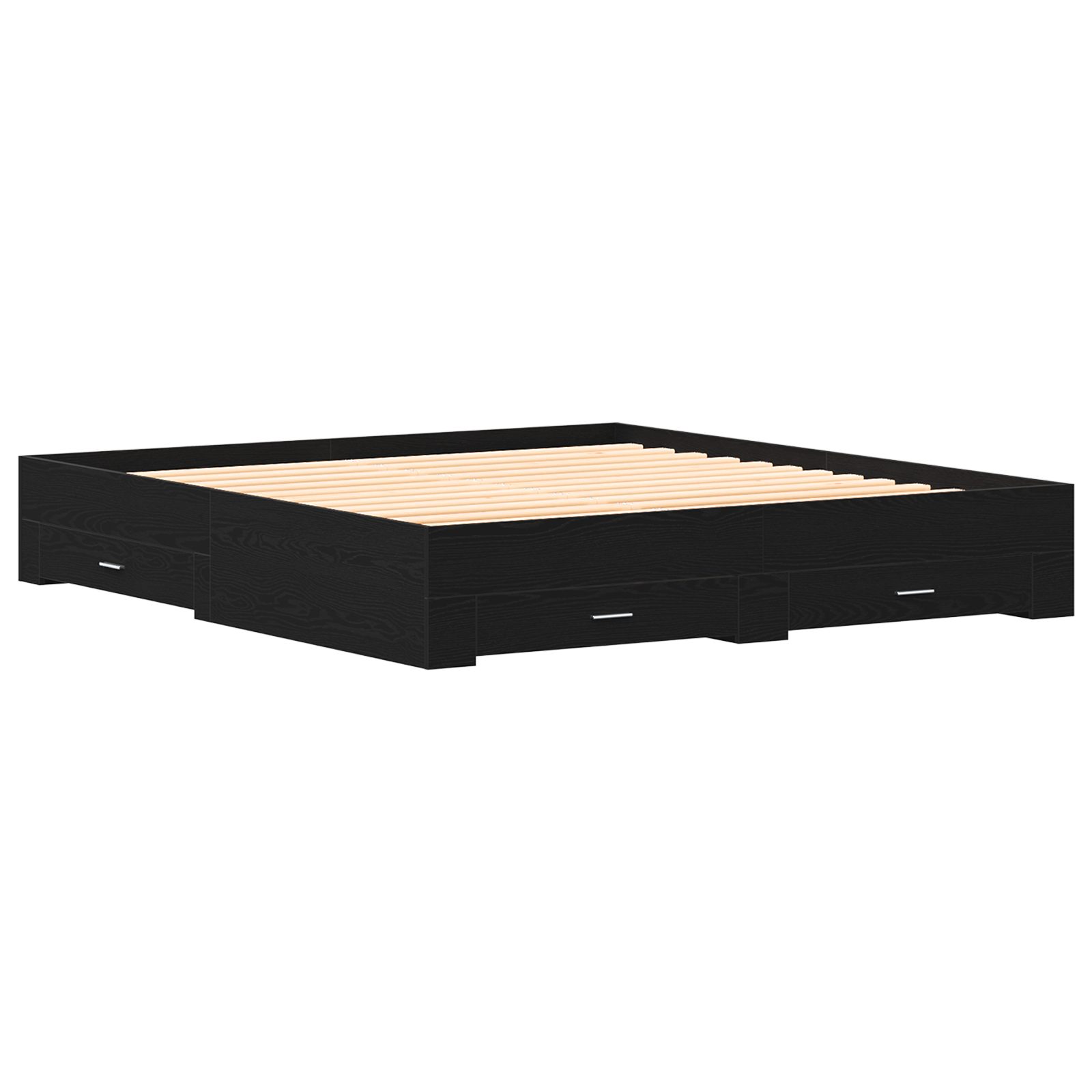 Seng med Skuffer Sort Eg 180x200 Cm Ingeniørtræ - billede 2