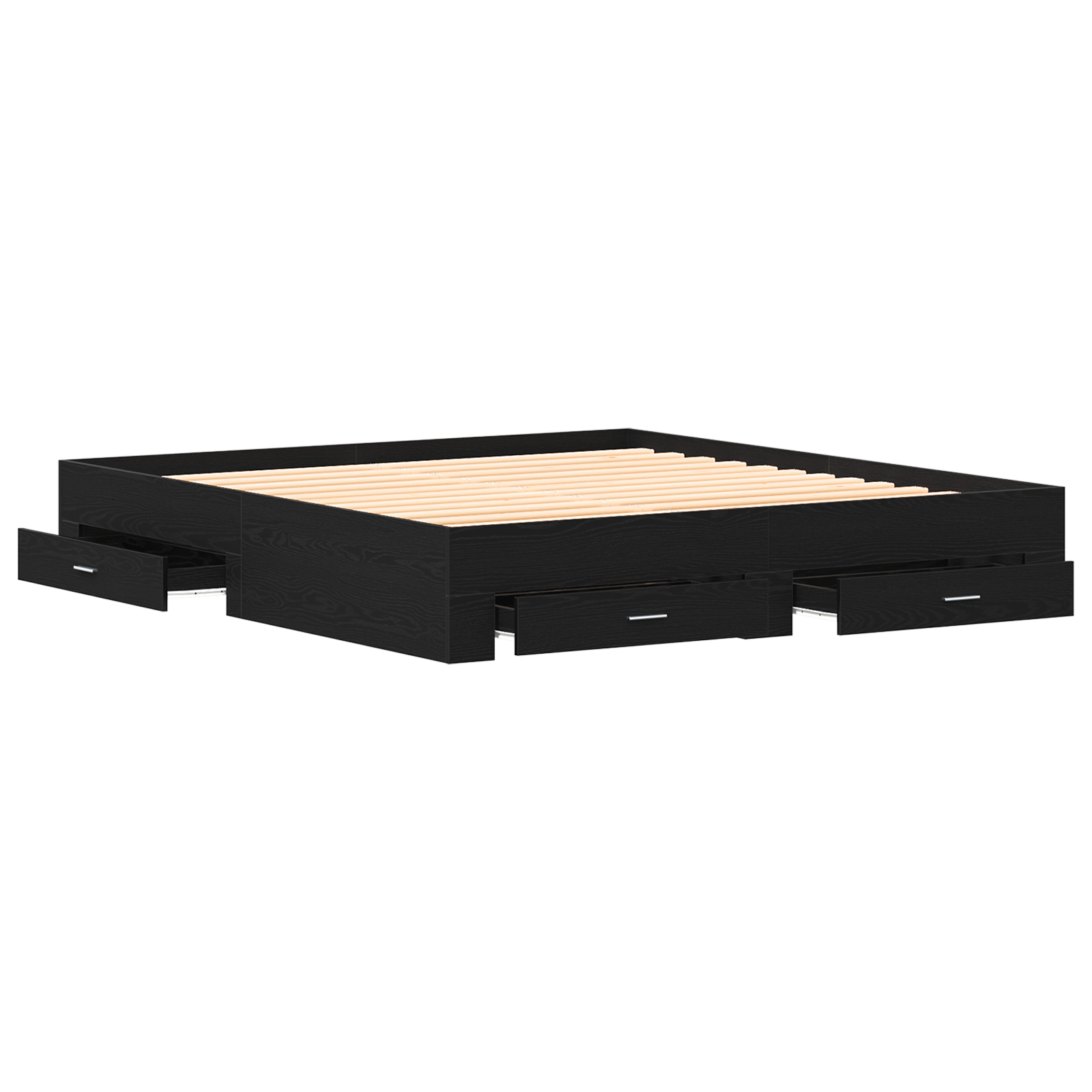 Seng med Skuffer Sort Eg 180x200 Cm Ingeniørtræ - billede 5