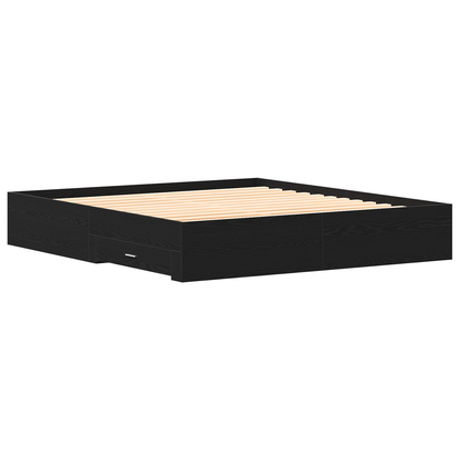Seng med Skuffer Sort Eg 180x200 Cm Ingeniørtræ - billede 8