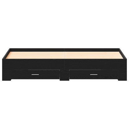 Seng med Skuffer Sort Eg 180x200 Cm Ingeniørtræ - billede 6