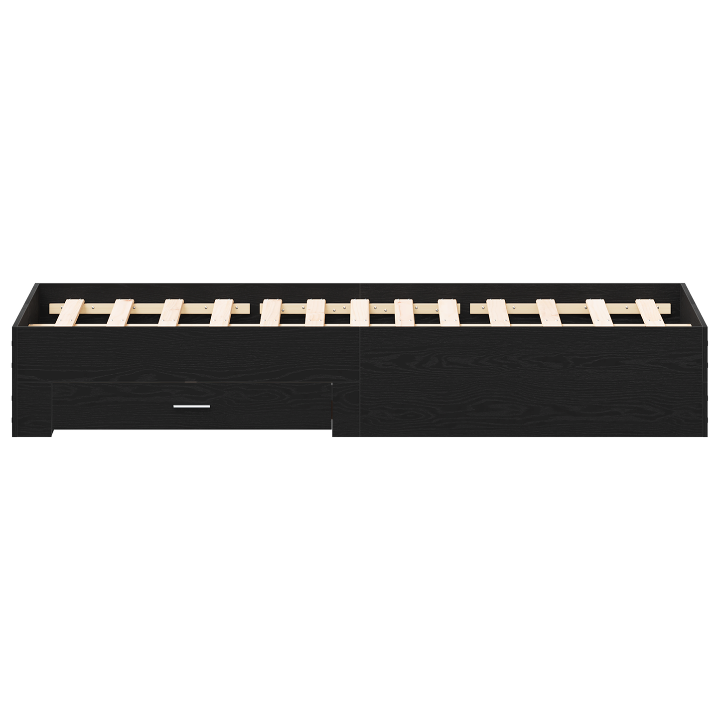 Sengeramme med Skuffer Sort Egetræ Konstrueret Træ 140 X 200 Cm - billede 7