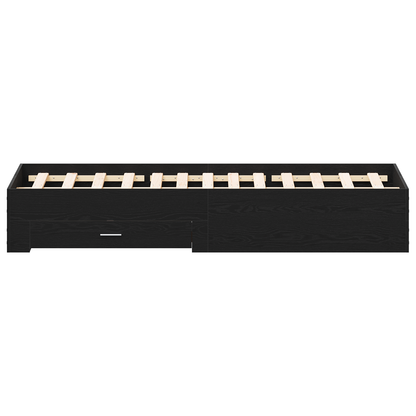 Sengestel Med Skuffer Sort Eg 135 X 190 Cm Konstrueret Træ