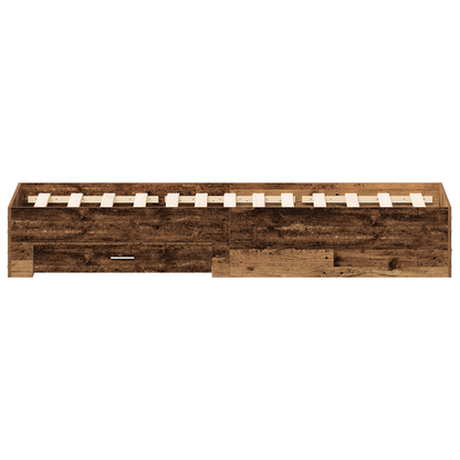 Senge Ramme med Skuffer i Gammelt Træ 120x190 Cm Konstrueret Træ - billede 7