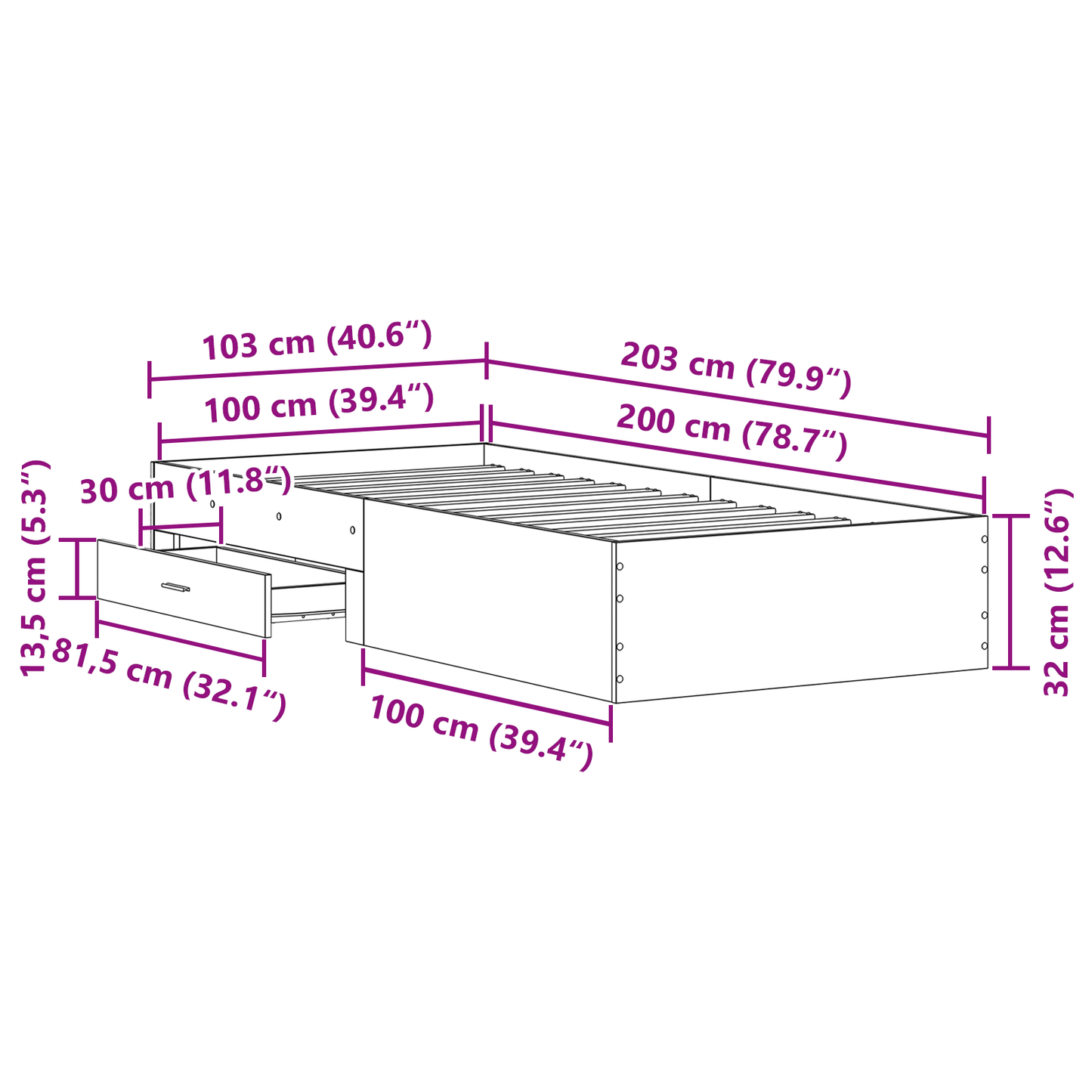 Sengestel Artisan Egetræ 100x200 Cm Konstrueret Træ - billede 10
