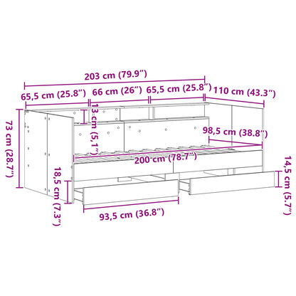 Sovesofa Gamle Træ Konstrueret Træ 100 X 200 Cm Holdbar - billede 13