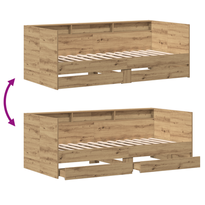 Daybed i Håndlavet Eg Håndlavet Eg Konstrueret Træ 100 X 200 Cm - billede 12