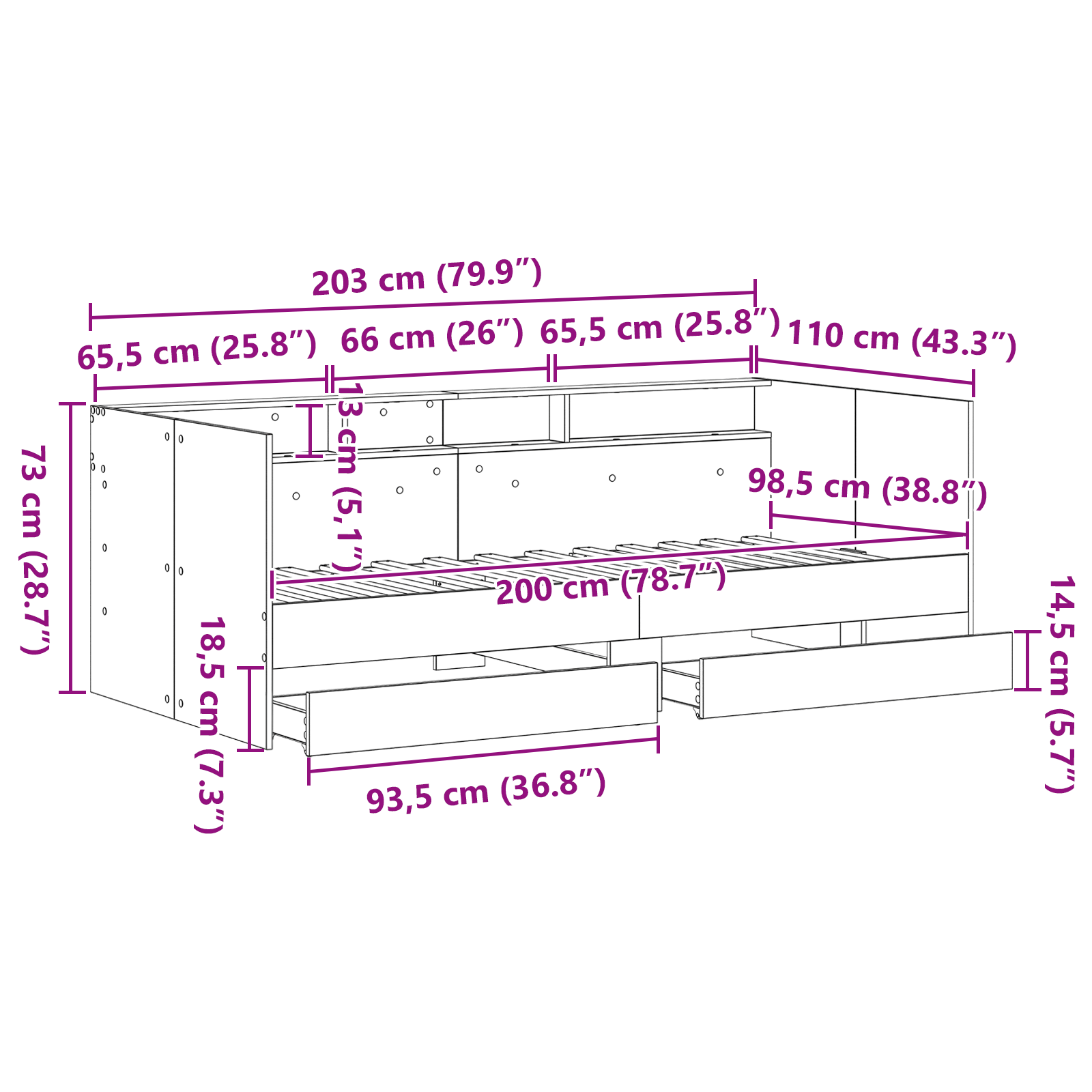 Daybed i Håndlavet Eg Håndlavet Eg Konstrueret Træ 100 X 200 Cm - billede 13