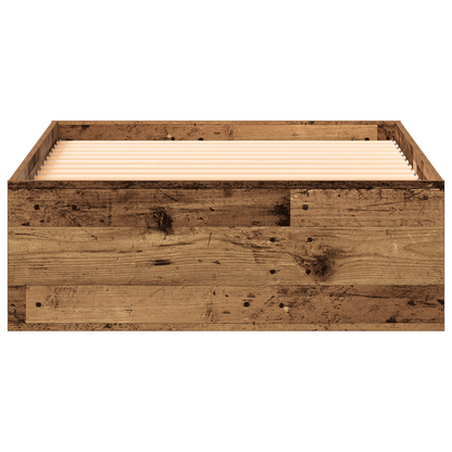 Sengestel Med Skuffer Gammelt Træ 90 X 200 Cm Konstrueret Træ