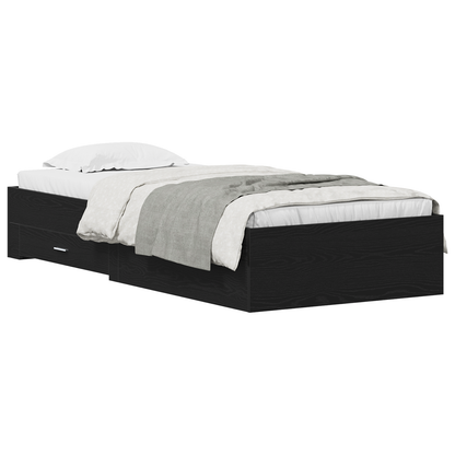 Sengestel Sort Eg 90x190 Cm Konstrueret Træ - billede 3