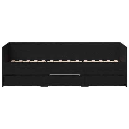 Sengebord Sort Eg Konstrueret Træ 90 X 200 Cm Holdbart - billede 6