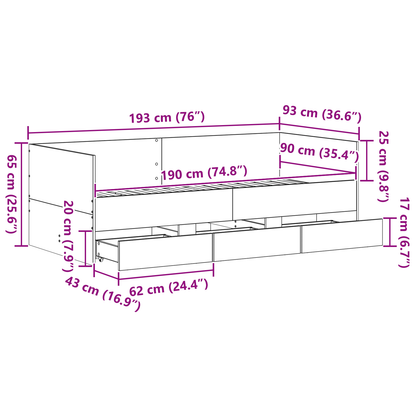 Dagseng Gammelt Træ Konstrueret Træ 90 X 190 Cm Stærk Dagseng - billede 13