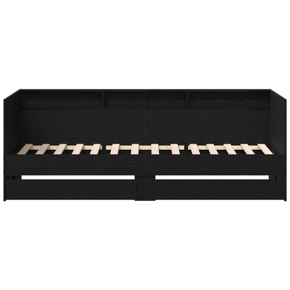 Sort Egetræ Dagbænk med Skuffer Sort Egetræ Konstrueret Træ - billede 6