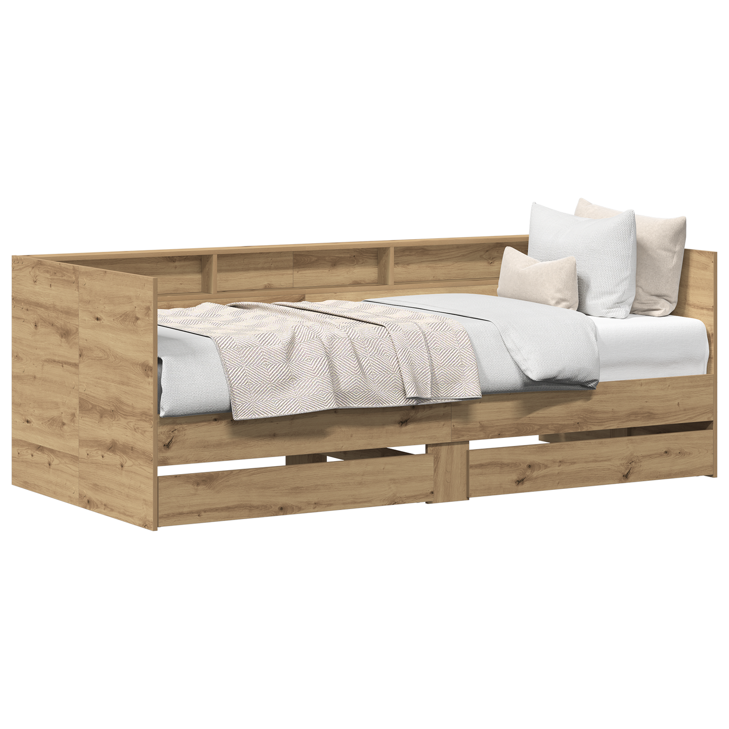 Daybed med Skuffer Artisan Egetræ Konstrueret Træ 90 X 190 Cm - billede 3