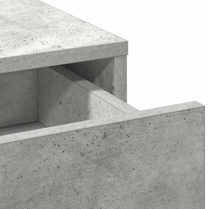 2 Pieces Makeupbord Sæt Med Led Beton Grå Konstrueret Træ