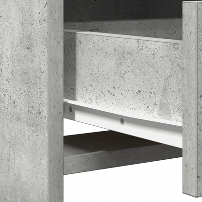 2 Pieces Makeupbord Sæt Med Led Beton Grå Konstrueret Træ