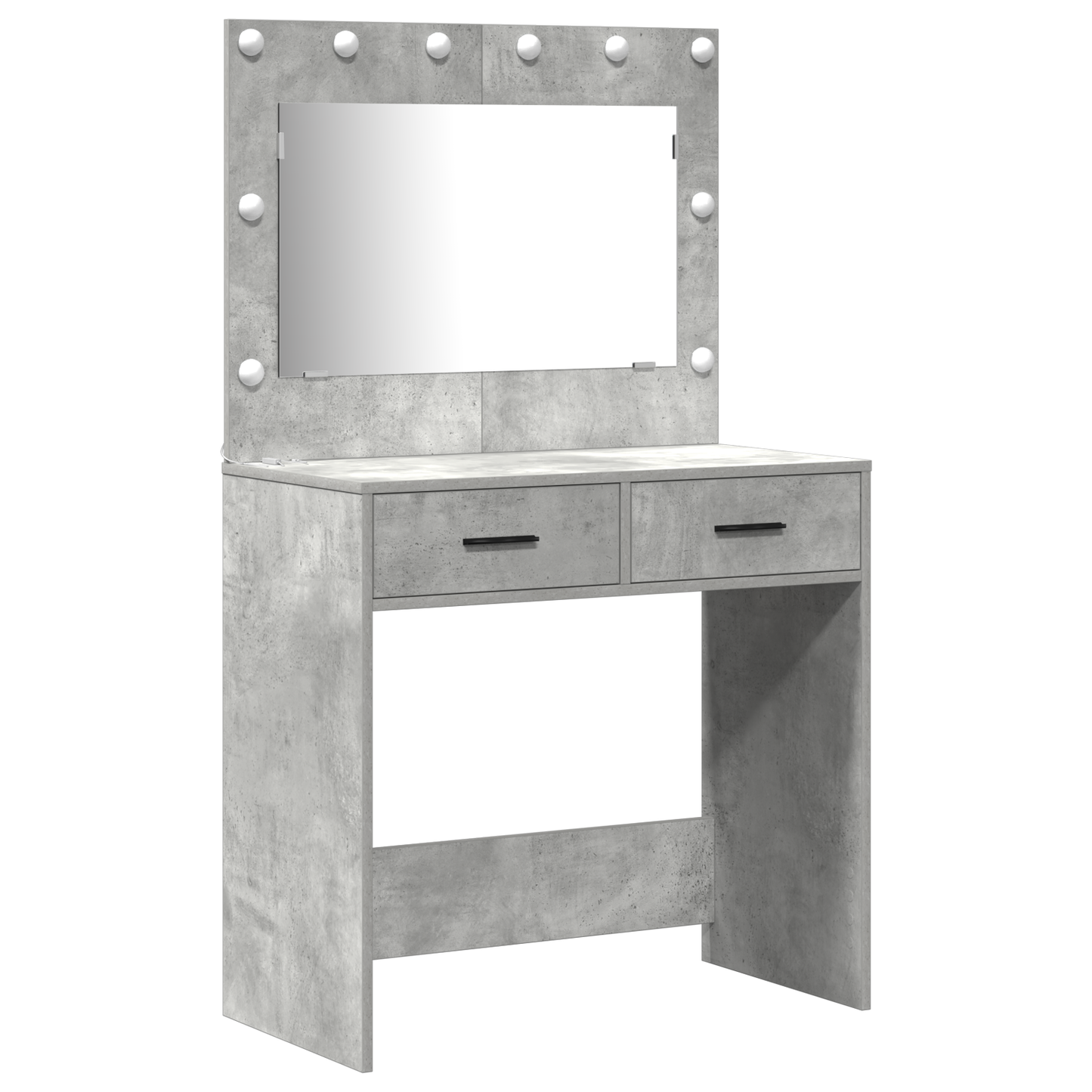 2 Pieces Makeupbord Sæt Med Led Beton Grå Konstrueret Træ