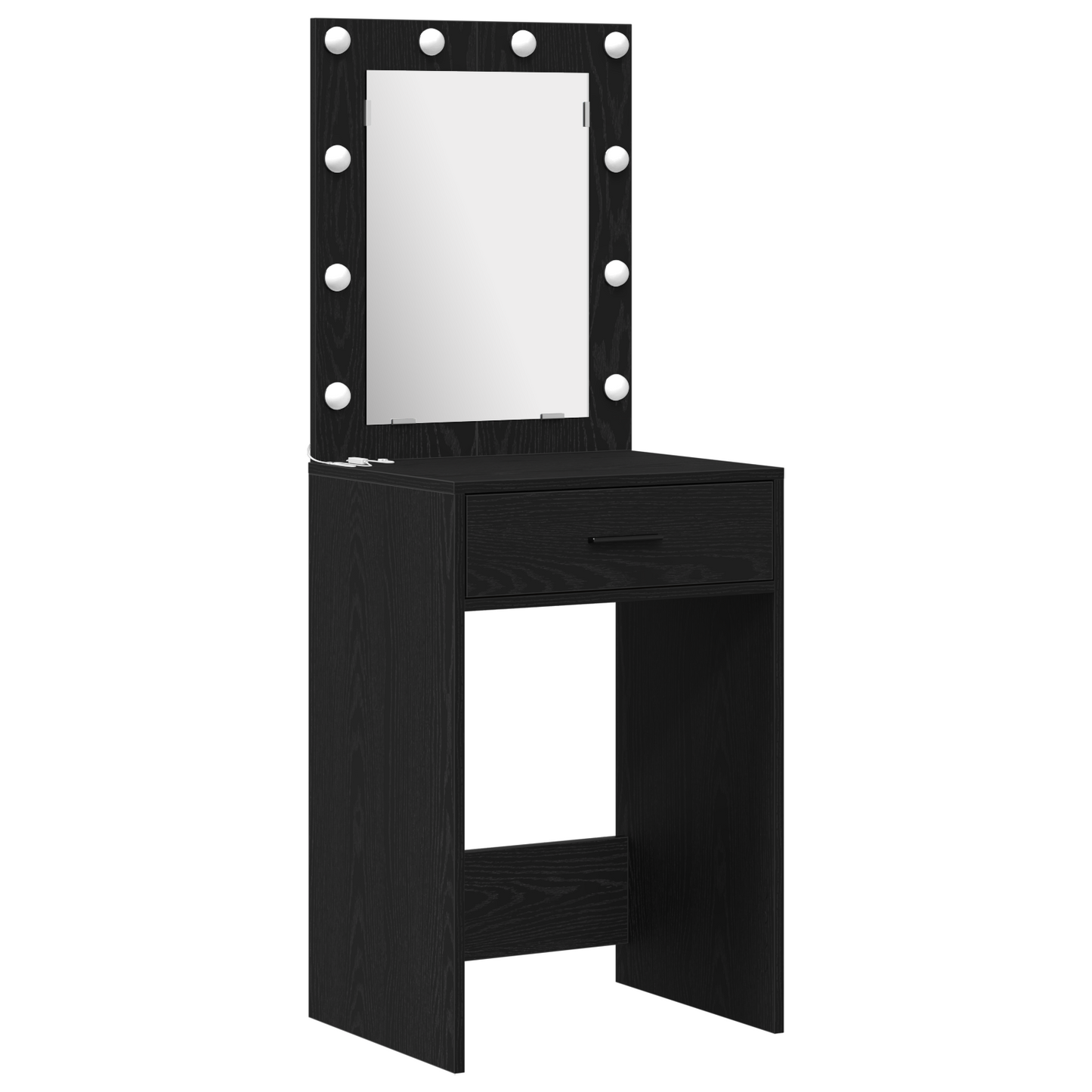 2-Delt Makeupbord Sæt Med Led Sort Konstrueret Træ