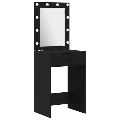 2-Delt Makeupbord Sæt Med Led Sort Konstrueret Træ