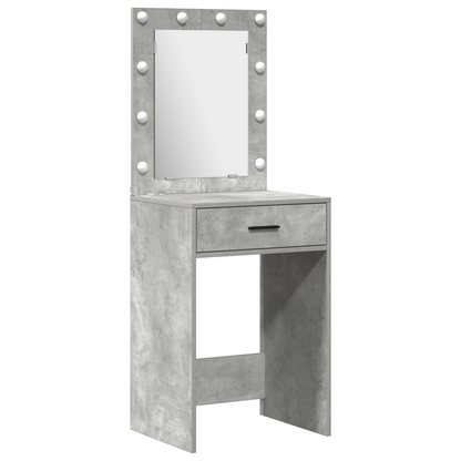 2-Stykker Makeupbord Sæt Med Led Beton Grå Konstrueret Træ