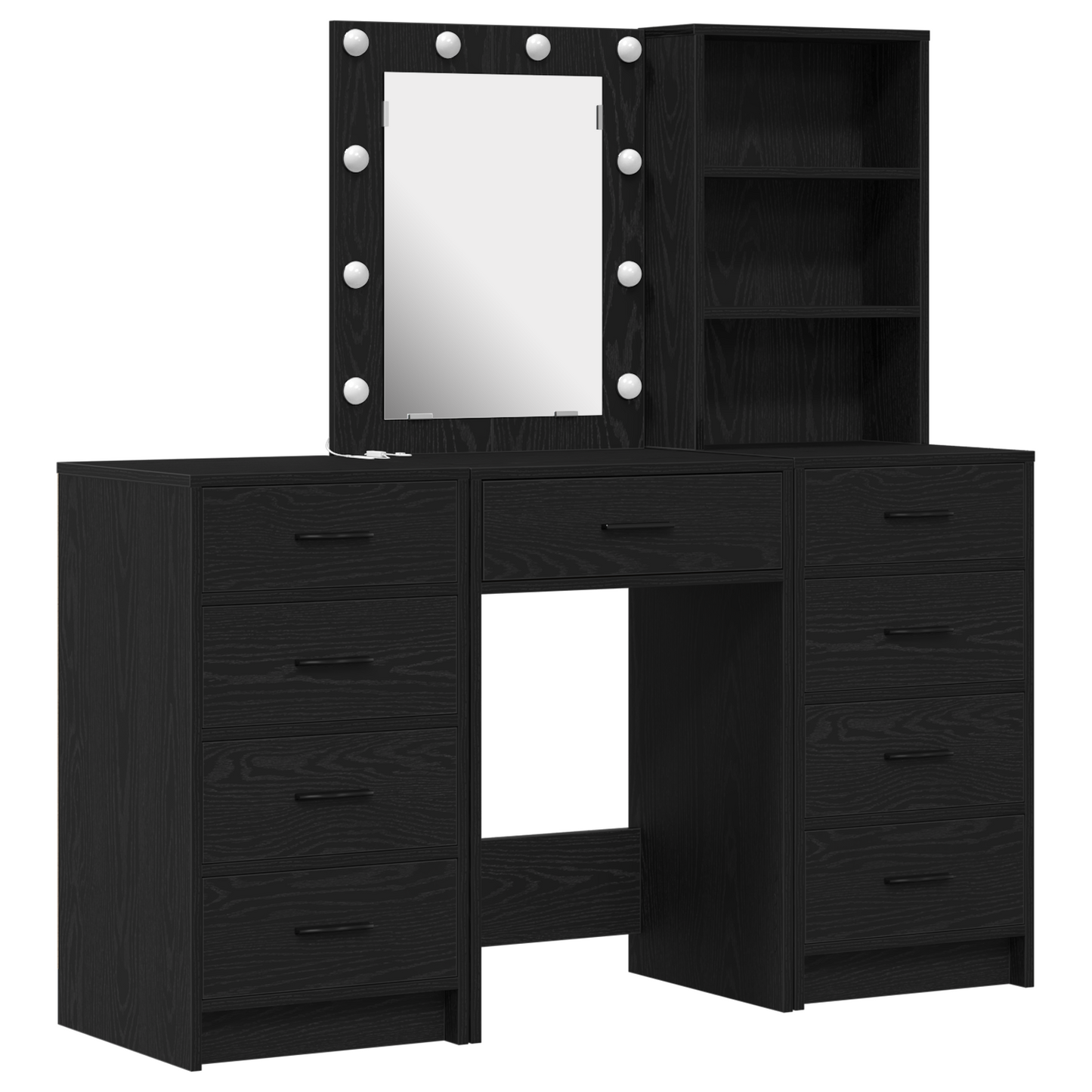 Klædeskab Med Hylde 3 Dele Sort 40 X 41 X 135 Cm Konstrueret Træ