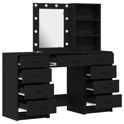 Klædeskab Med Hylde 3 Dele Sort 40 X 41 X 135 Cm Konstrueret Træ