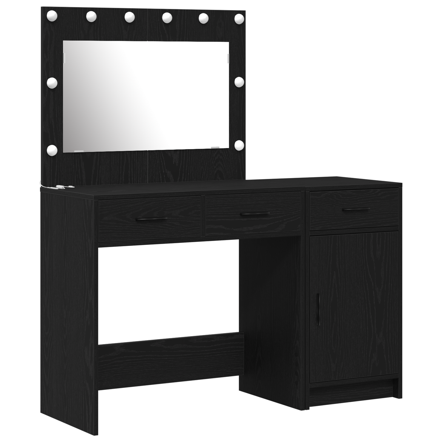 2-Delt Makeupbord Sæt Med Led I Sort Konstrueret Træ