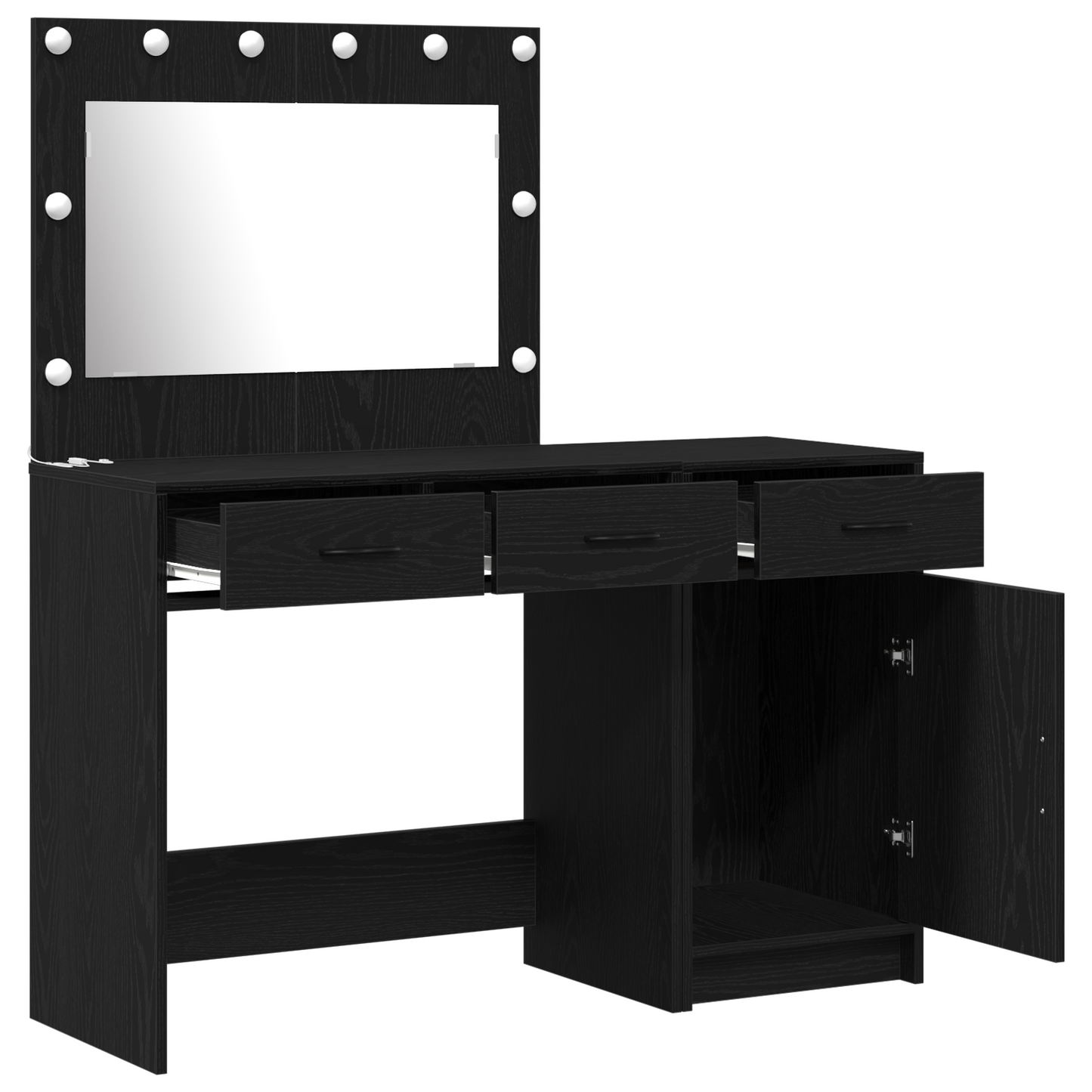 2-Delt Makeupbord Sæt Med Led I Sort Konstrueret Træ