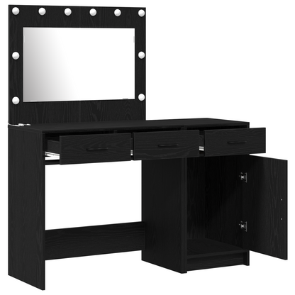 2-Delt Makeupbord Sæt Med Led I Sort Konstrueret Træ