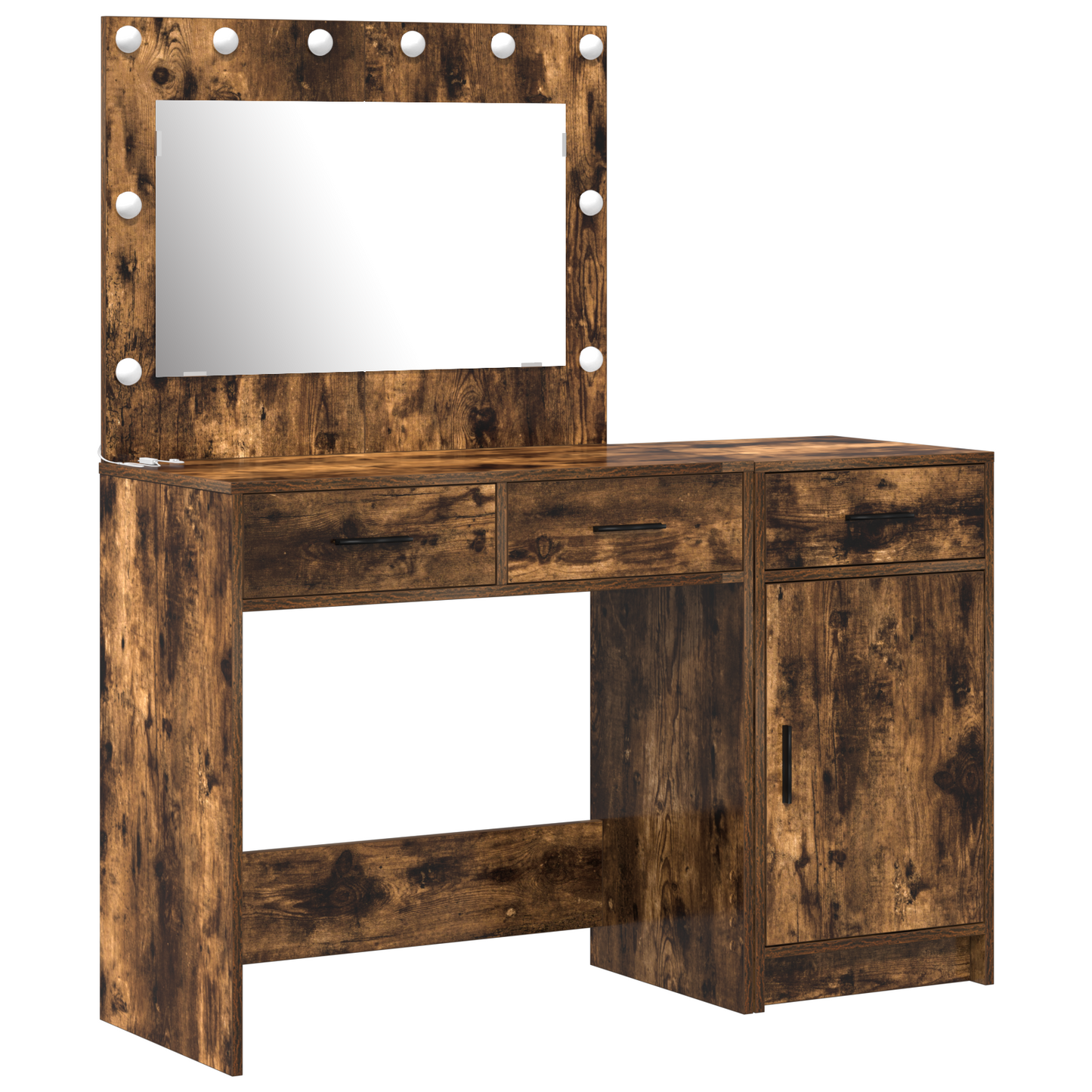 2 Delers Dressing Table Sæt Med Led Røget Eg Konstrueret Træ