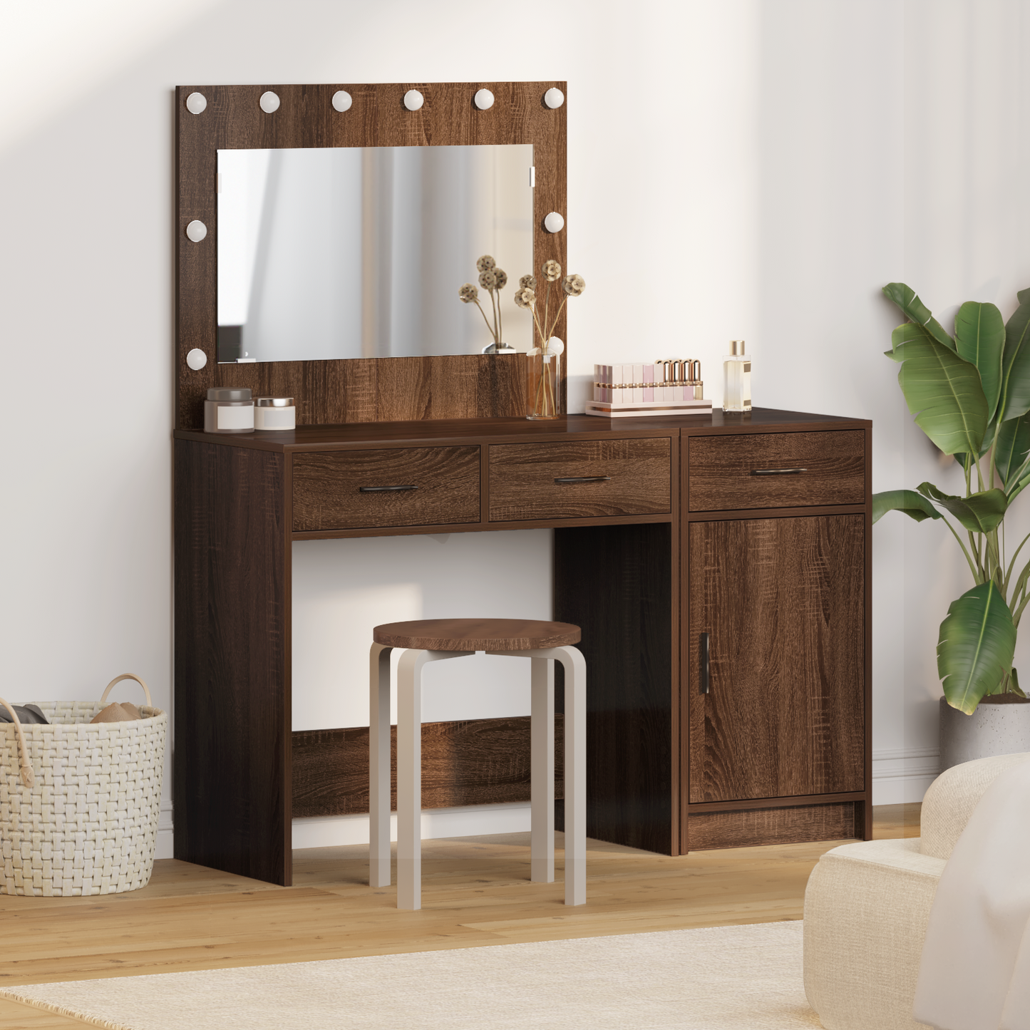 2 Deles Toiletbord Sæt Med Led Sort Eg Træ