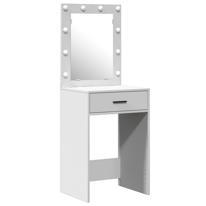 2-Delt Makeupbord Sæt Med Led I Hvidt Træ