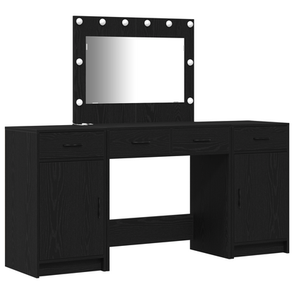 3-Delt Makeupbord Sæt Med Led I Sort, Lavet Af Træ