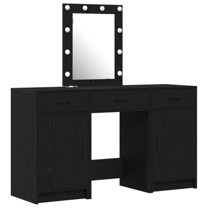 3-Delt Makebord Med Led Sort Konstrueret Træ