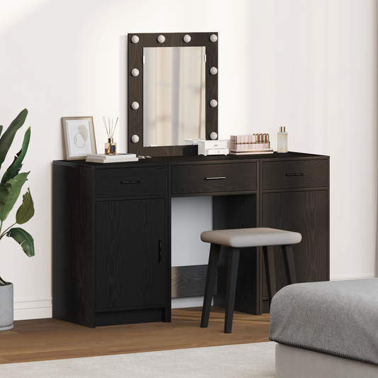 3-Delt Makebord Med Led Sort Konstrueret Træ