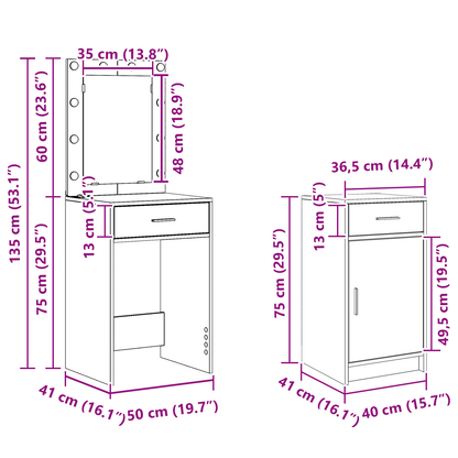 Klædeskab Med Skuffe Brun 50 X 41 X 135 Cm Konstrueret Træ