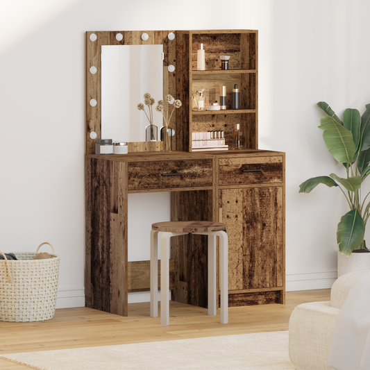 2 Stykker Dressing Table Sæt Med Led Gamle Træ Konstruktions Træ