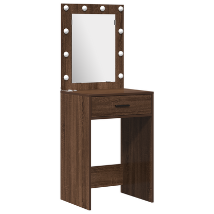 3-Delt Dressing Table Sæt Brun Eg Konstrueret Træ