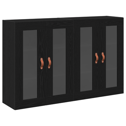 Vægskab 2 Dele Sort Eg 69.5 X 34 X 90 Cm Konstrueret Træ