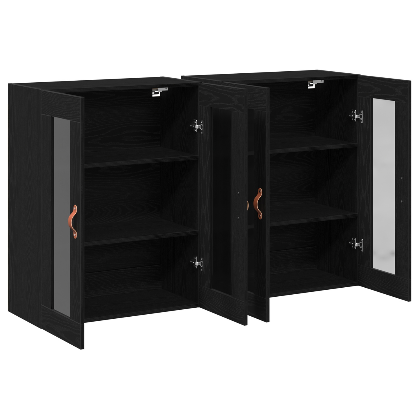 Vægskab 2 Dele Sort Eg 69.5 X 34 X 90 Cm Konstrueret Træ