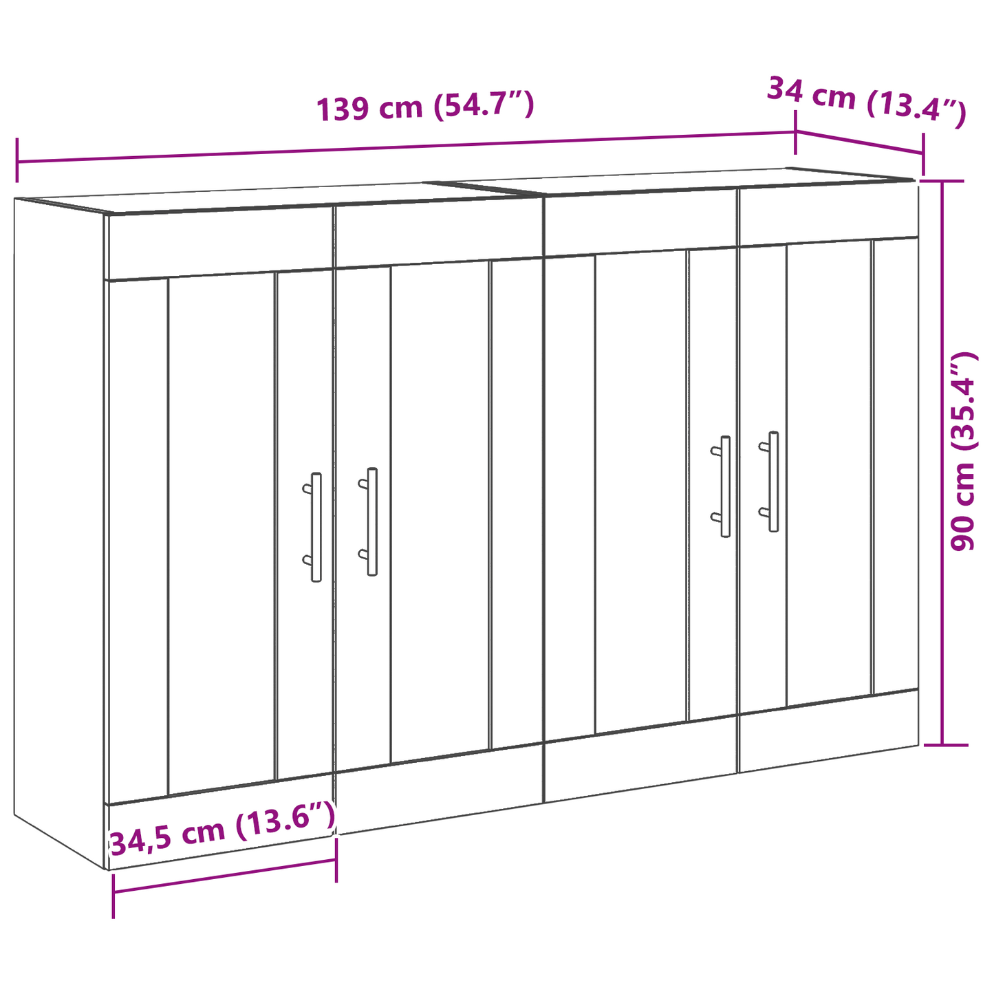 Vægskab 2 Dele Gammelt Træ 69.5 X 34 X 90 Cm Konstrueret Træ