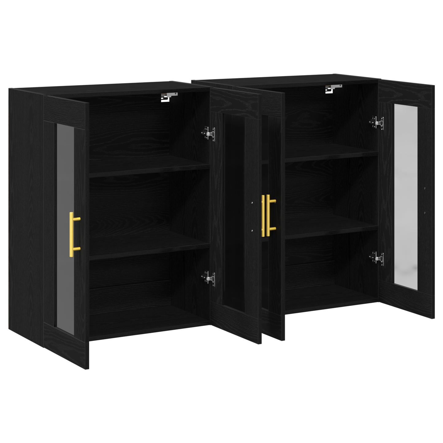 Vægskab 2 Dele Sort Eg 69.5 X 34 X 90 Cm Konstrueret Træ