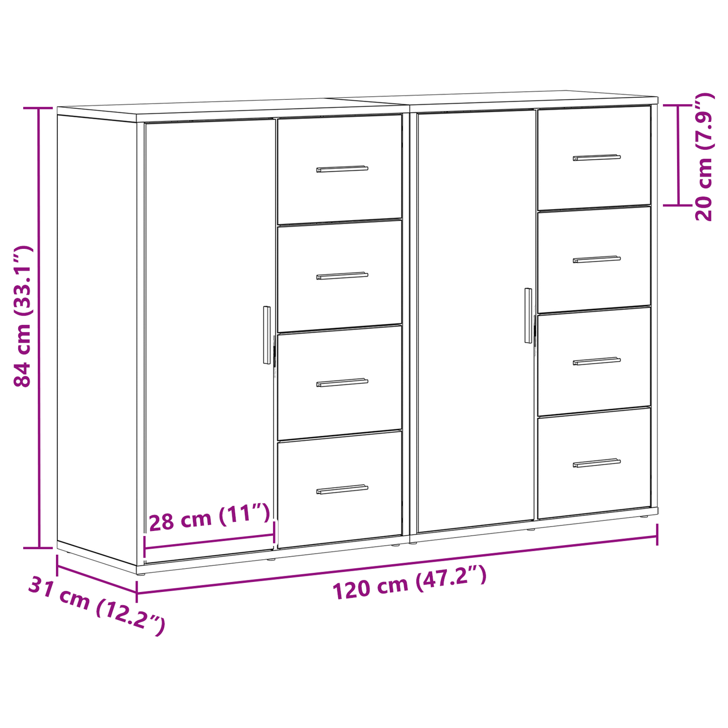 Sideboards 2 Dele Artisan Eg 60 X 31 X 84 Cm Konstrueret Træ